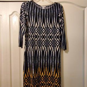#440 London Times Blue/White/Yellow Dress Size 10